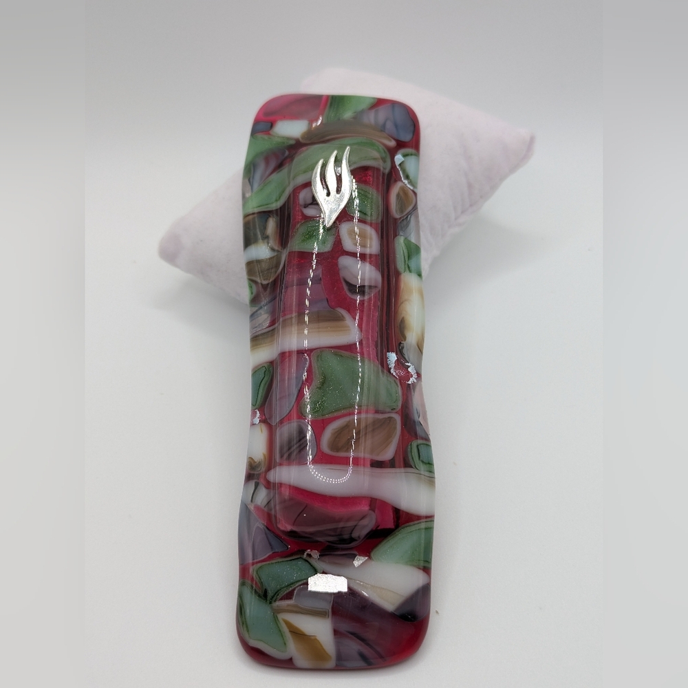 Hand crafted fused glass Western Wall Mezuzah case For Jewish Home Or Gift.